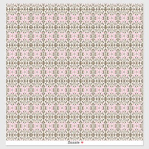 Een roze en bruin patroon op een witte achtergrond sticker