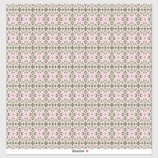 Een roze en bruin patroon op een witte achtergrond sticker (Vel)