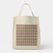 Een roze en bruin patroon op een witte achtergrond tote bag (Achterkant)