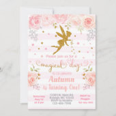 Een roze en goudfee meisje wordt uitgenodigd voor  kaart (Voorkant)