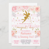 Een roze en goudfee meisje wordt uitgenodigd voor  kaart (Voorkant / Achterkant)