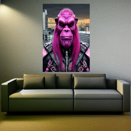 Een roze en paarse buitenaardse | AI Art Poster