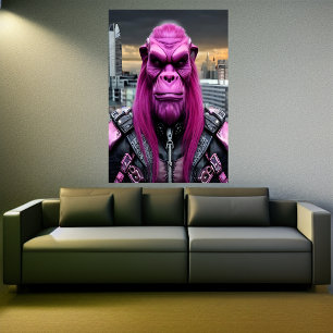 Een roze en paarse buitenaardse AI Art Poster