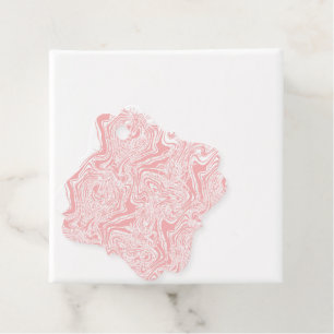 Een roze en wit abstract ontwerp op een witte acht bedankjes labels