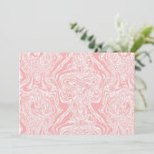 Een roze en wit abstract ontwerp op een witte acht kaart (Staand voorkant)