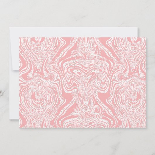 Een roze en wit abstract ontwerp op een witte acht kaart (Achterkant)