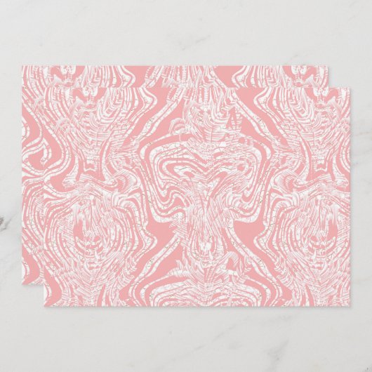 Een roze en wit abstract ontwerp op een witte acht kaart (Voorkant / Achterkant)