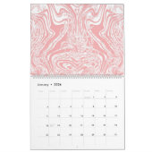 Een roze en wit abstract ontwerp op een witte acht kalender (Jan 2026)