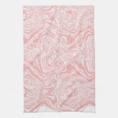 Een roze en wit abstract ontwerp op een witte acht theedoek (Verticaal)