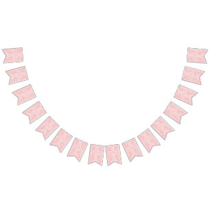 Een roze en wit abstract ontwerp op een witte acht vlaggetjes