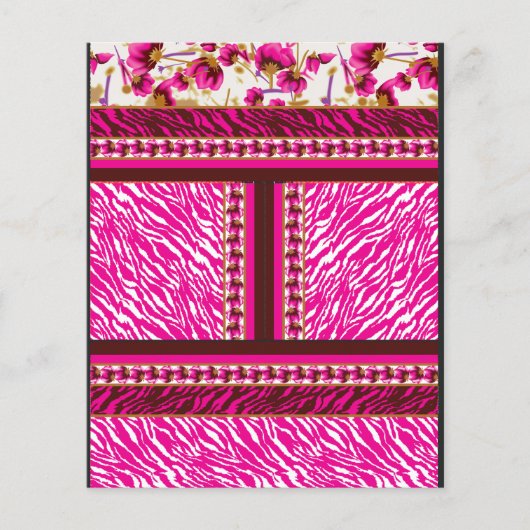 Een roze en wit behang met een kruis erop flyer (Voorkant)