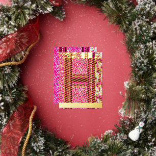 Een roze en wit behang met een kruis erop folie feestdagen briefkaart