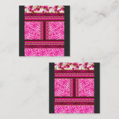 Een roze en wit behang met een kruis erop klantenkaartje (Voorkant / Achterkant)