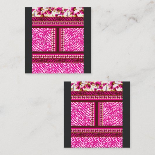 Een roze en wit behang met een kruis erop klantenkaartje (Voorkant / Achterkant)