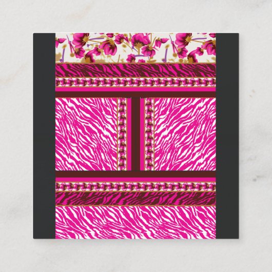 Een roze en wit behang met een kruis erop klantenkaartje (Achterkant)