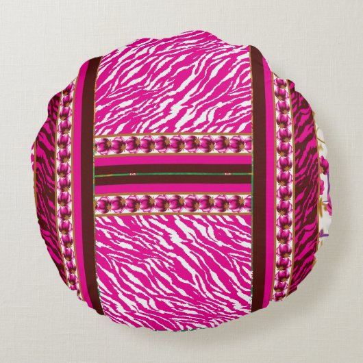 Een roze en wit behang met een kruis erop rond kussen (Achterkant)