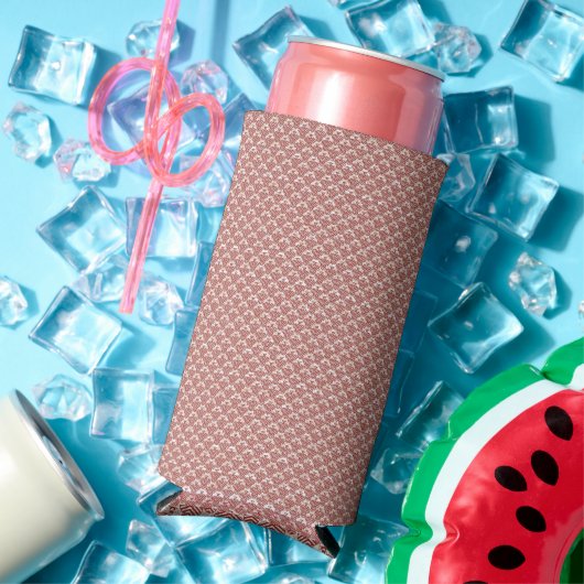 Een roze en witte achtergrond met een patroon seltzer blikjeskoeler (Insitu Zomer)