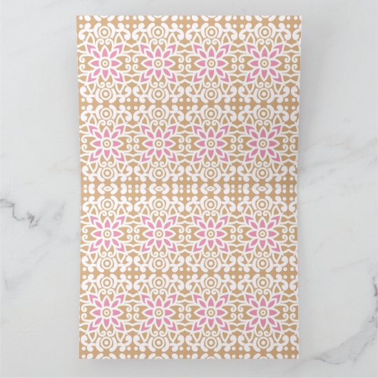 Een roze en witte bloem patroon op een bruine acht bedankkaart (Binnen)