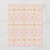 Een roze en witte bloem patroon op een bruine acht flyer (Achterkant)