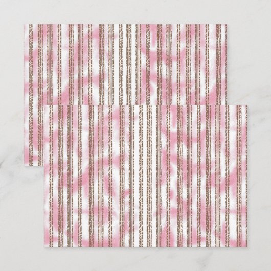 Een roze en witte gestreepte achtergrond bedankkaart (Voorkant / Achterkant)