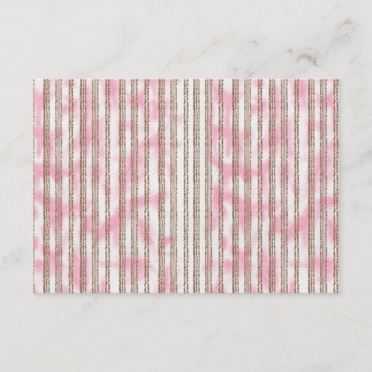 Een roze en witte gestreepte achtergrond informatiekaartje (Voorkant)