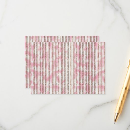 Een roze en witte gestreepte achtergrond informatiekaartje (Voorkant / Achterkant in situ)