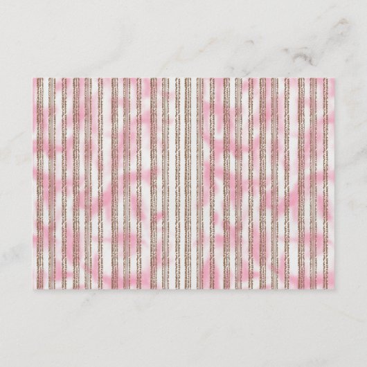 Een roze en witte gestreepte achtergrond informatiekaartje (Achterkant)