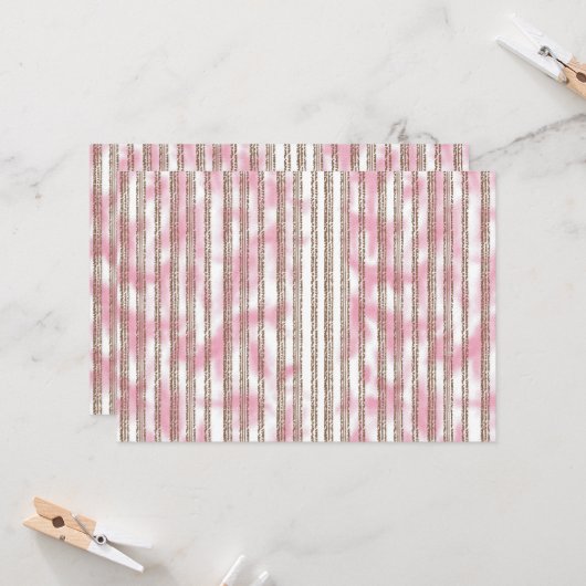 Een roze en witte gestreepte achtergrond kaart (Voorkant / Achterkant in situ)