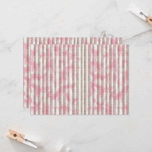 Een roze en witte gestreepte achtergrond kaart (Voorkant / Achterkant in situ)