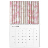 Een roze en witte gestreepte achtergrond kalender (Mar 2027)
