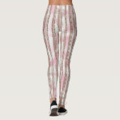 Een roze en witte gestreepte achtergrond leggings (Achterkant)