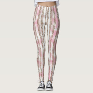 Een roze en witte gestreepte achtergrond leggings