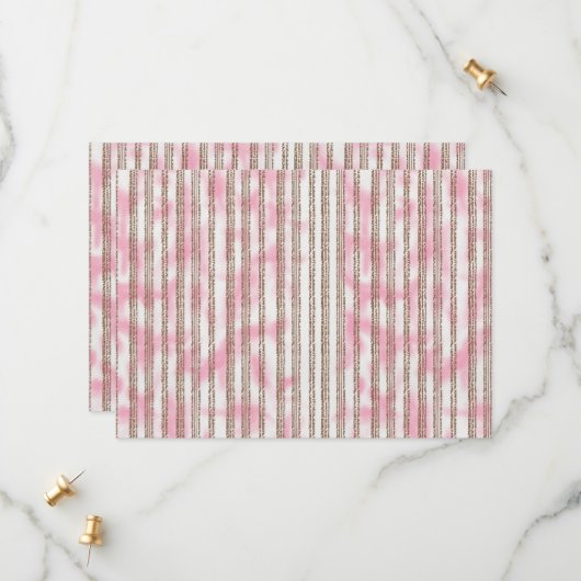 Een roze en witte gestreepte achtergrond save the date (Voorkant / Achterkant in situ)