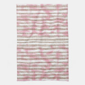 Een roze en witte gestreepte achtergrond theedoek (Verticaal)
