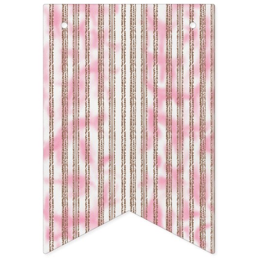 Een roze en witte gestreepte achtergrond vlaggetjes (Derde vlag)