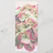 Eén roze en witte hortensia bruiloftsmenu menu (Achterkant)