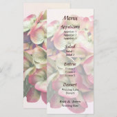 Eén roze en witte hortensia bruiloftsmenu menu (Voorkant / Achterkant)