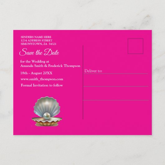 Een roze en witte marmeren afwerking met geborstel aankondigingskaart (Achterkant)