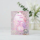 Een roze en witte marmeren afwerking met geborstel aankondigingskaart (Staand voorkant)