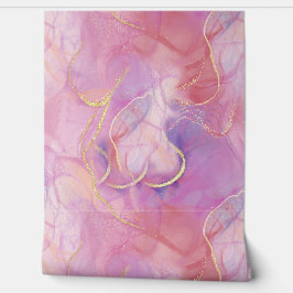 Een roze en witte marmeren afwerking met geborstel behang