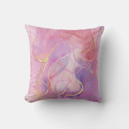 Een roze en witte marmeren afwerking met geborstel kussen