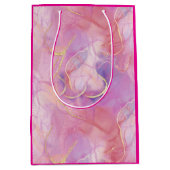 Een roze en witte marmeren afwerking met geborstel medium cadeauzakje (Voorkant)