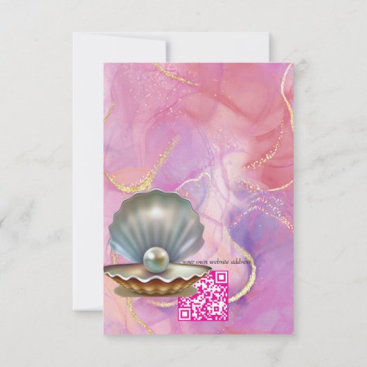 Een roze en witte marmeren afwerking met geborstel RSVP kaartje (Achterkant)