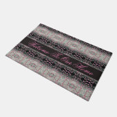 Een roze en zwarte Waterverf met patroon Deurmat (Schuin)