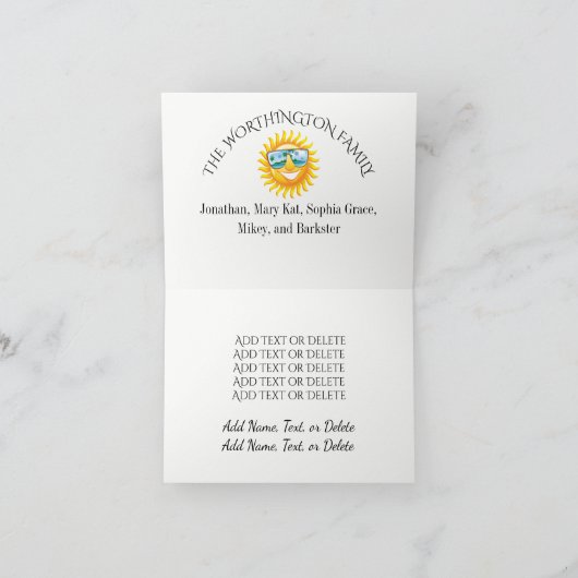 Een Roze Flamingo Familie VakantieZforDayz Feestdagen Kaart (Binnen)