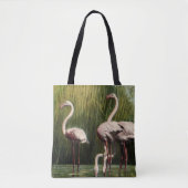 Een  roze flamingo schouder Canvas tas (Voorkant)
