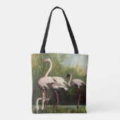Een  roze flamingo schouder Canvas tas (Achterkant)