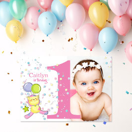 Een roze foto verjaardag draaien kaart