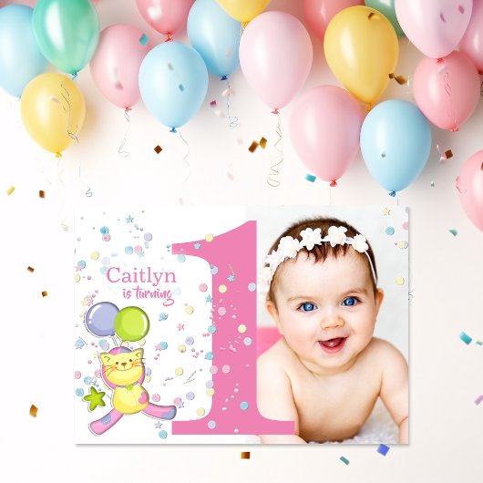 Een roze foto verjaardag draaien kaart