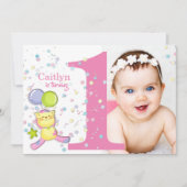 Een roze foto verjaardag draaien kaart (Voorkant)